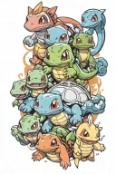 pokemon dragonball z charmander bulbasaur squirtle tattoo design idea