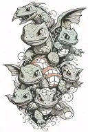 pokemon dragonball z charmander bulbasaur squirtle tattoo design idea