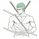 roronoa Zoro with his name initials ロロノア・ゾロ tattoo design idea