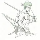 roronoa Zoro with his name initials ロロノア・ゾロ tattoo design idea