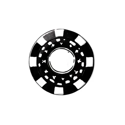 poker chip, bowling pins in the center tattoo design idea