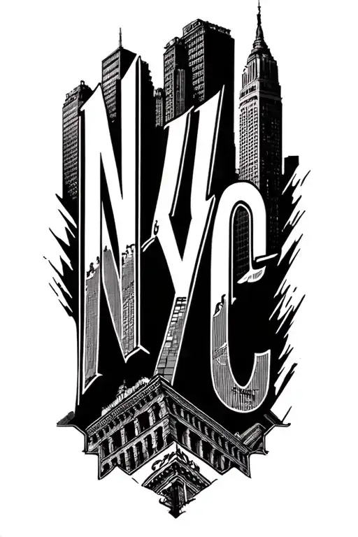 "NYC" "NYC" New York skyline empire state building tattoo design idea