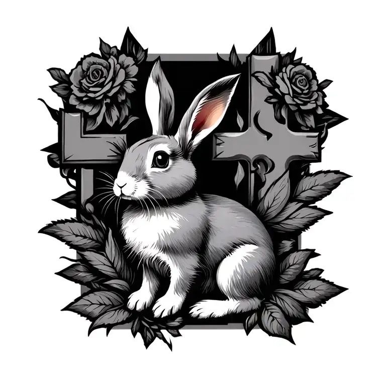 "Haasova" Slovak Cross and Rabbit tattoo design idea