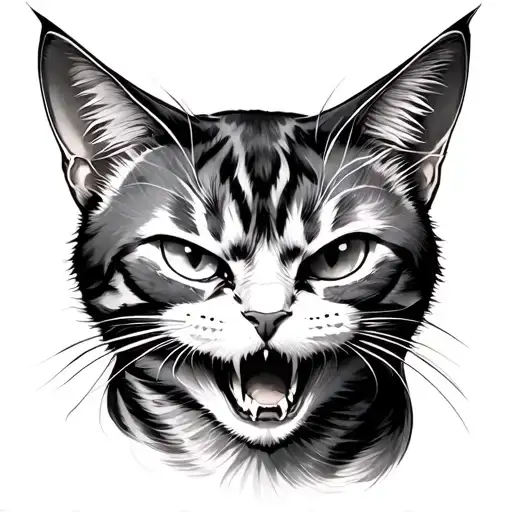 cat thats angry and has its wn meaning tattoo design idea