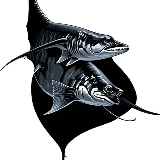 barracuda + stingray manta ray tattoo design idea