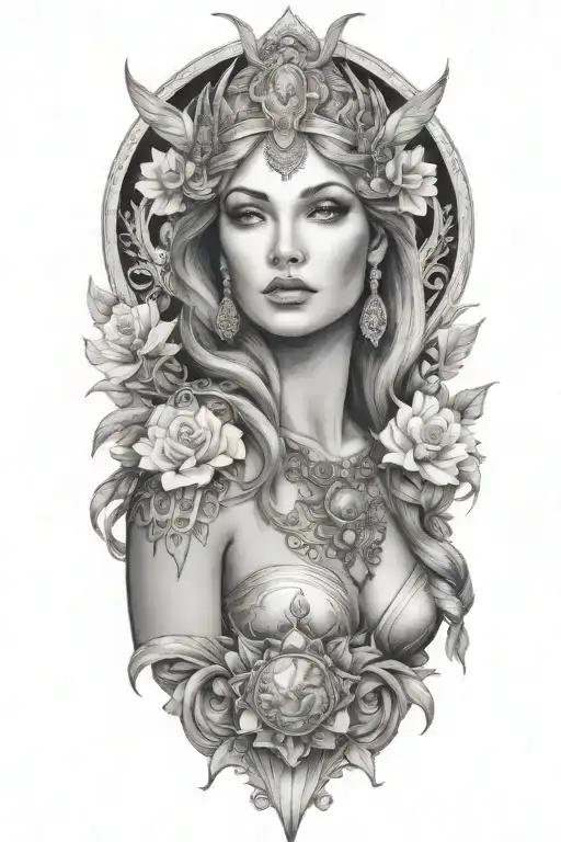fortuna goddess sexy fit tattoo design idea