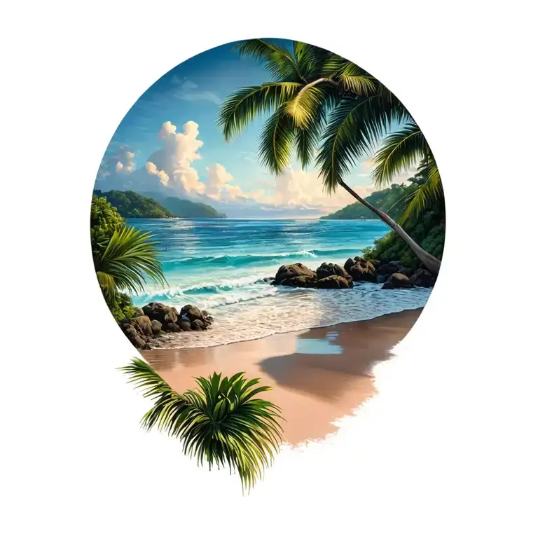 costa rica beach with sea tattoo design idea