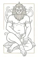 narasimha sitting like a gangster tattoo design idea