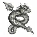 snake with bat wings tattoo design idea