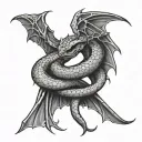snake with bat wings tattoo design idea