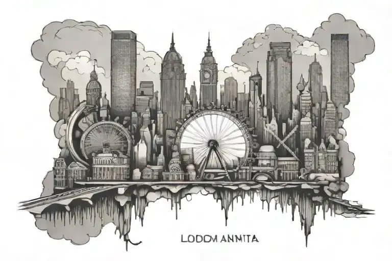 London and Atlanta skyline tattoo design idea