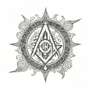 grey vulkknot with the futhark runes negative shaded in it tattoo design idea
