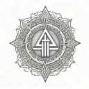 grey vulkknot with the futhark runes negative shaded in it tattoo design idea
