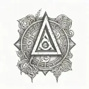 grey vulkknot with the futhark runes negative shaded in it tattoo design idea