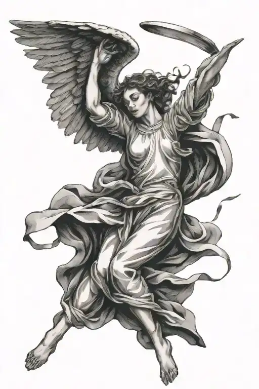 angel falling to earth tattoo design idea