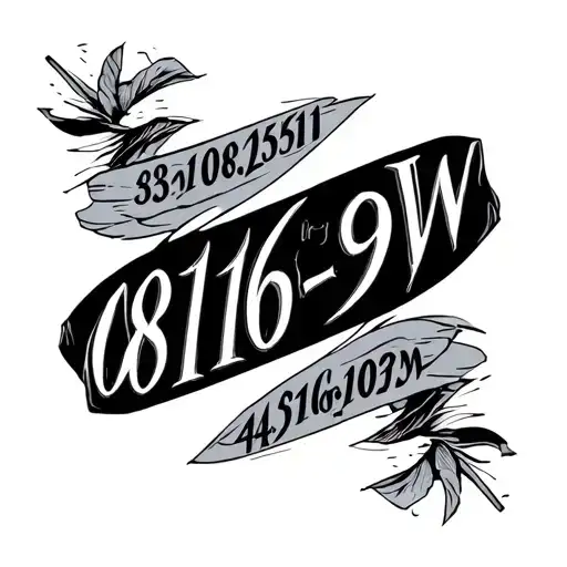Latitude 39.103118°N, Longitude 84.512020°W, and my birth date 08/16/1961 tattoo design idea