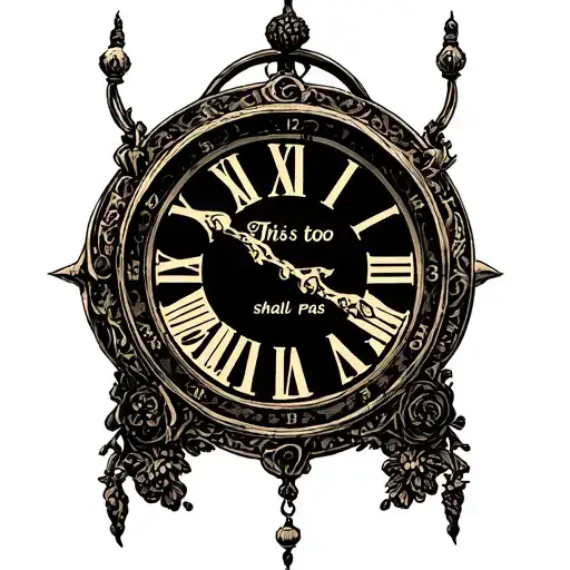 "This too shall pass" very simple roman clock tattoo design idea