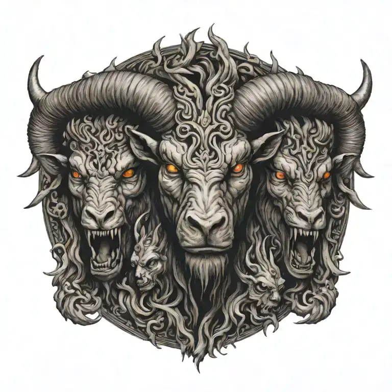 demon aries merging tattoo design idea