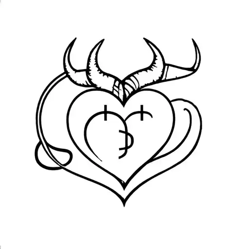heart with horns and tail devil, and venus symbol incorporated  tattoo design idea