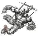 deadpool mix with roronoa zoro tattoo design idea