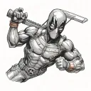 deadpool mix with roronoa zoro tattoo design idea