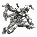 deadpool mix with roronoa zoro tattoo design idea