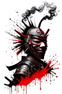 samurai mask with smoke coming out tattoo design idea
