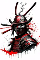 samurai mask with smoke coming out tattoo design idea