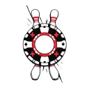 poker chip and bowling ball transforming with the arizona state outline tattoo design idea