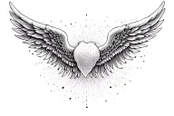 angelic wings with random designs around  tattoo design idea