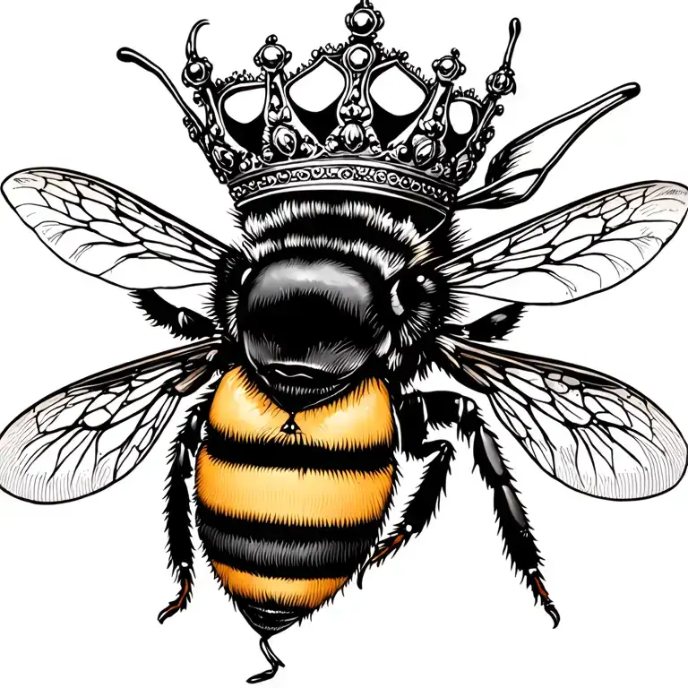 queen bee wearing crown adorned tattoo design idea