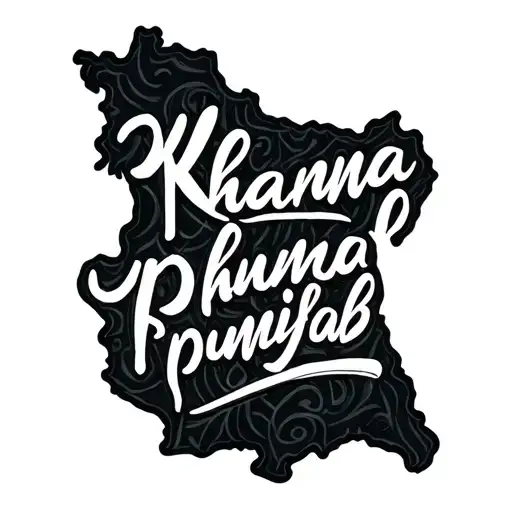 khanna text  in punjab map tattoo design idea
