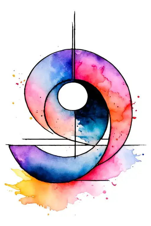 Golden ratio with color background black and white tattoo design idea