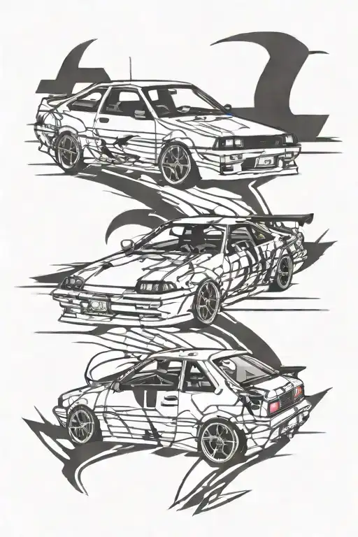 toyota Ae86 sprinter trueno spinyer apex 1985 tattoo design idea