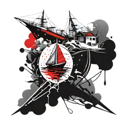 sailing boat sailing towards living tattoo design idea