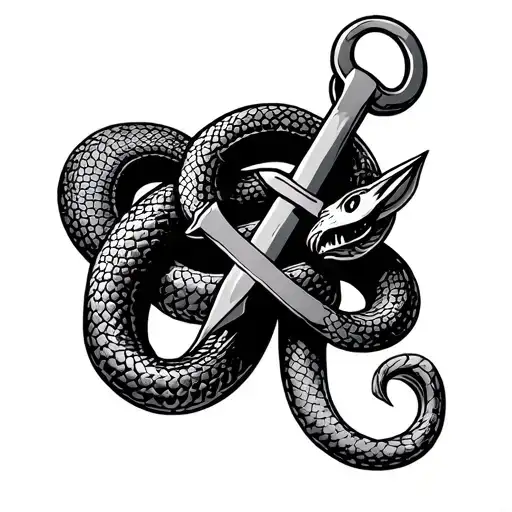 navy anchor with copperhead snake tattoo design idea