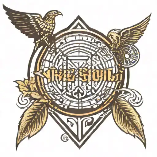 disc golf basket with a NE logo attached to it  tattoo design idea