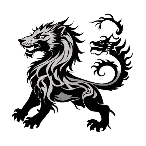 tribal Leo zodiac mixed with dragon Chinese zodiac  tattoo design idea