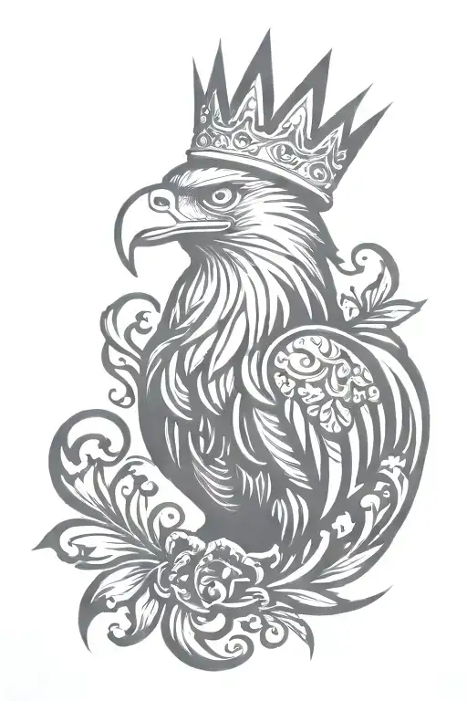 eagle royal flourish wearing crown tattoo design idea