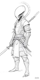 Alien samurai tattoo design idea