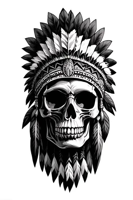 native american skull tattoo design idea