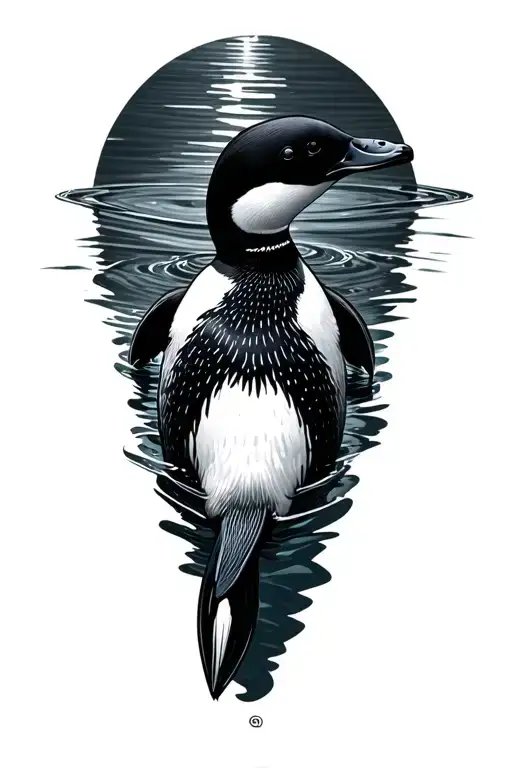loon swimming tattoo design idea
