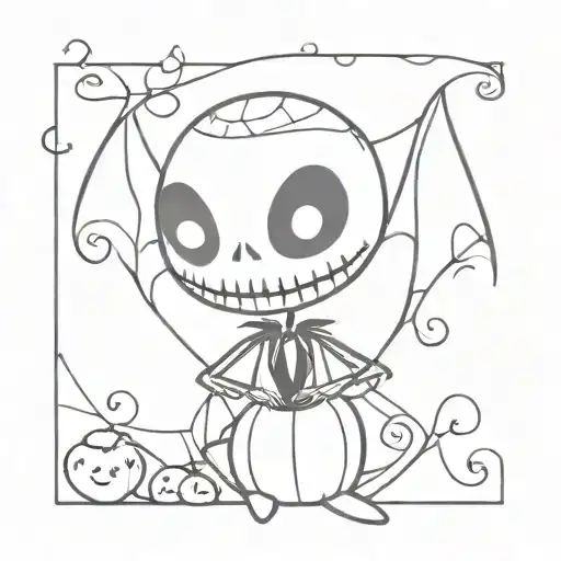 jack skellington holding a stitch stuffed animal tattoo design idea