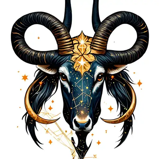 Capricorn constellation intertwined with Taurus constellation tattoo design idea