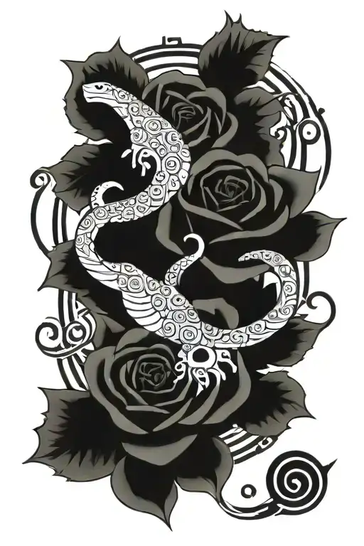 Snake Roses Pyramid Trees Roses eagles Moons Stars Waterfalls eyeball wheelchair cross yinyang snake rose tattoo design idea