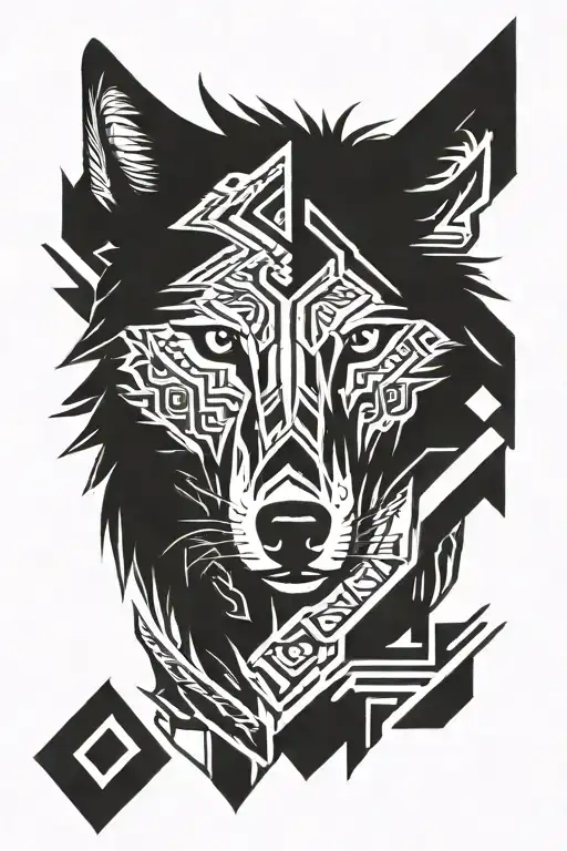 wolf looking straight  tattoo design idea