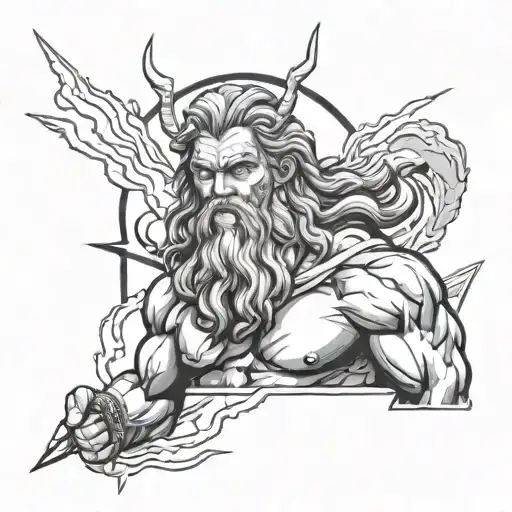 Zeus holding a lightning bolt tattoo design idea