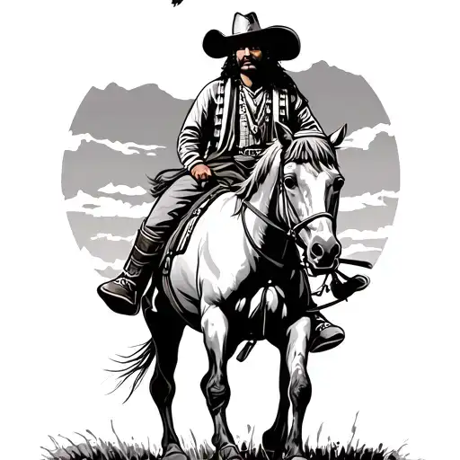 western Indian man riding horse tattoo design idea