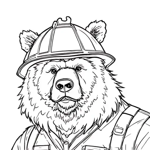smokey bear with structure fire helmet adorned tattoo design idea