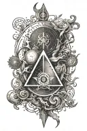 engraving ancient alchemy symbol tattoo design idea